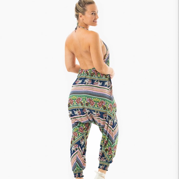 Buddha Pants XXS Pink Elephant Cotton Savannah Flair Harem jumpsuit Boho - Picture 2 of 10
